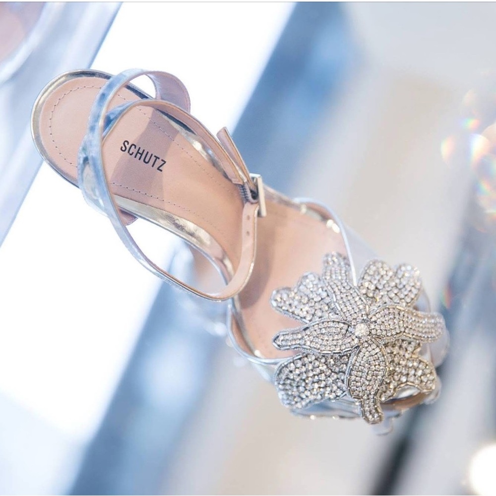 SCHUTZ 💎Silver Crystal Embellished Heels